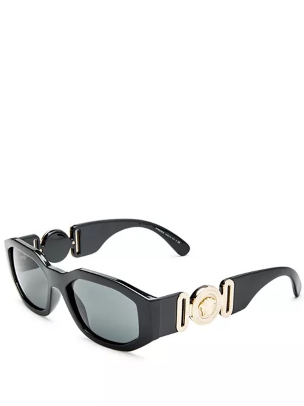 Versace Black Men’s Sunglasses with Gold Medallion Accent